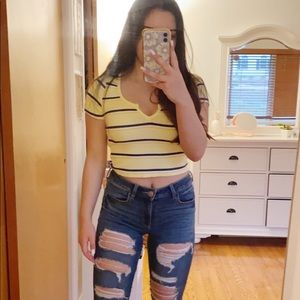 Yellow Notch Cropped Top